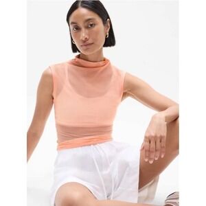 Athleta Apero Mesh Tank Womens Medium Peach Sleeveless Activewear Gym Yoga Top